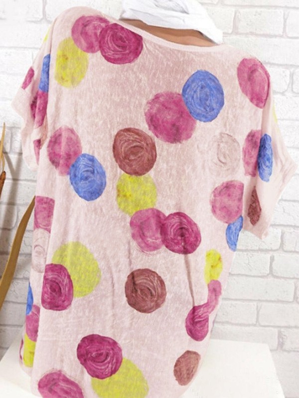 Plus Size Batwing Sleeve Printed Blouse
