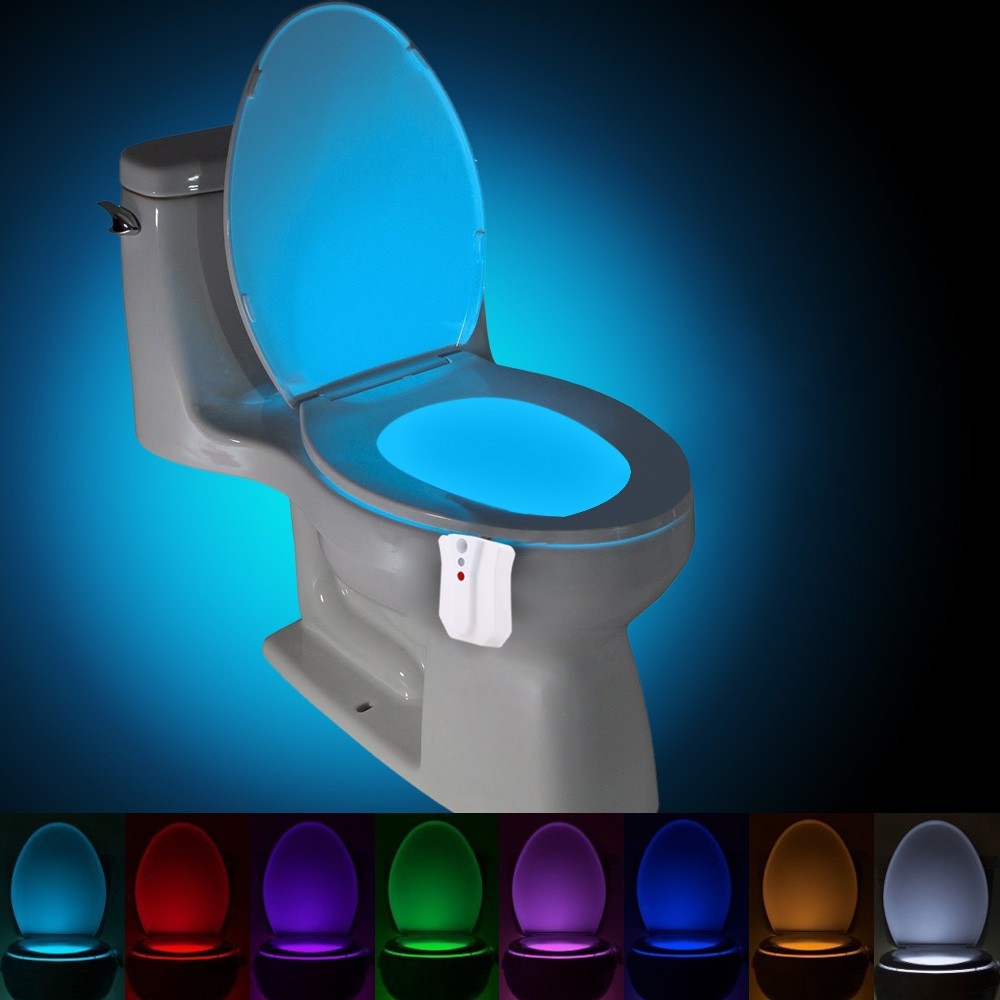 YouOKLight AAA Battery Operated Motion Sensor LED Toilet Night Light 8 Colors Waterproof Closestool Lamp