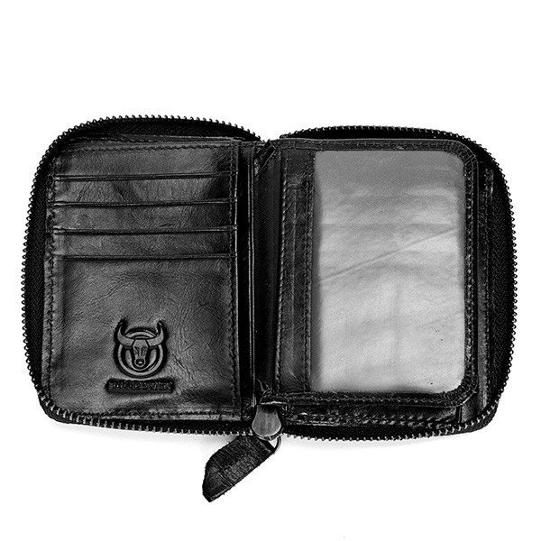 BULLCAPTAIN Leisure Genuine Leather Wallet Card Holder for Men