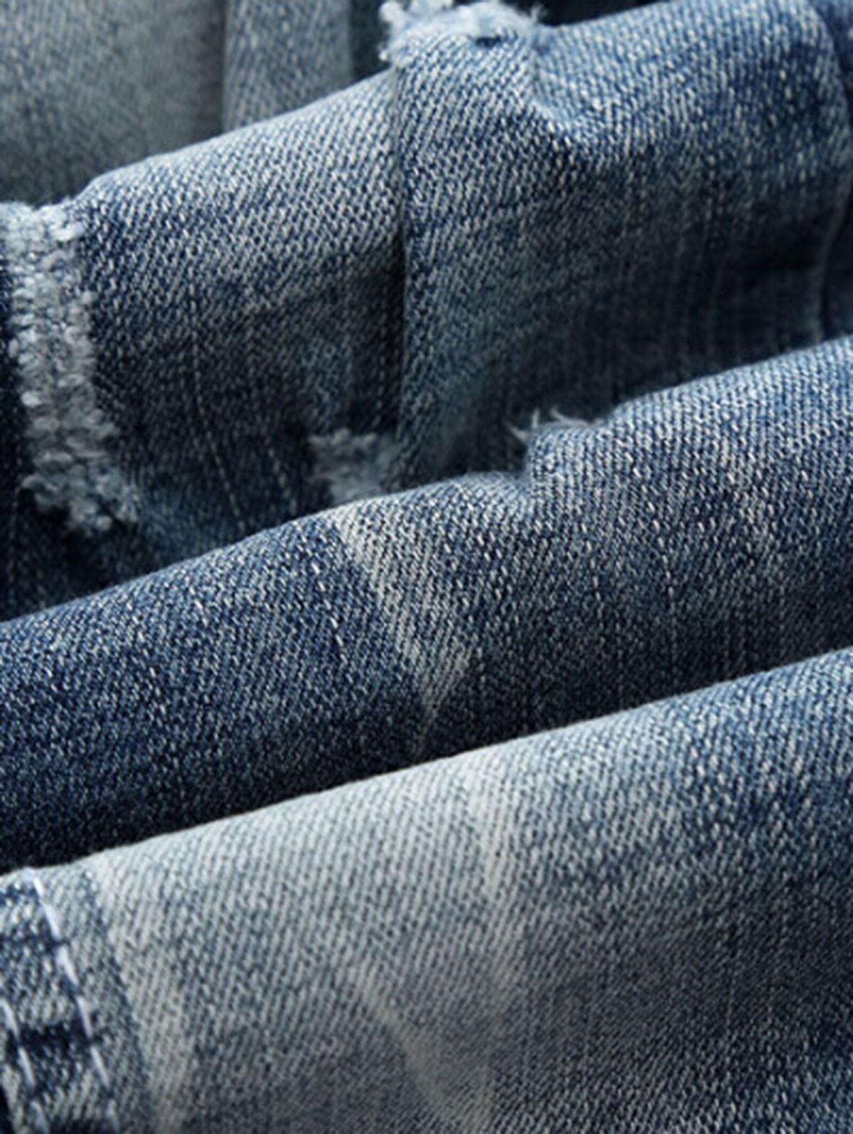 Holes and Cat's Whisker Design Straight Leg Jeans