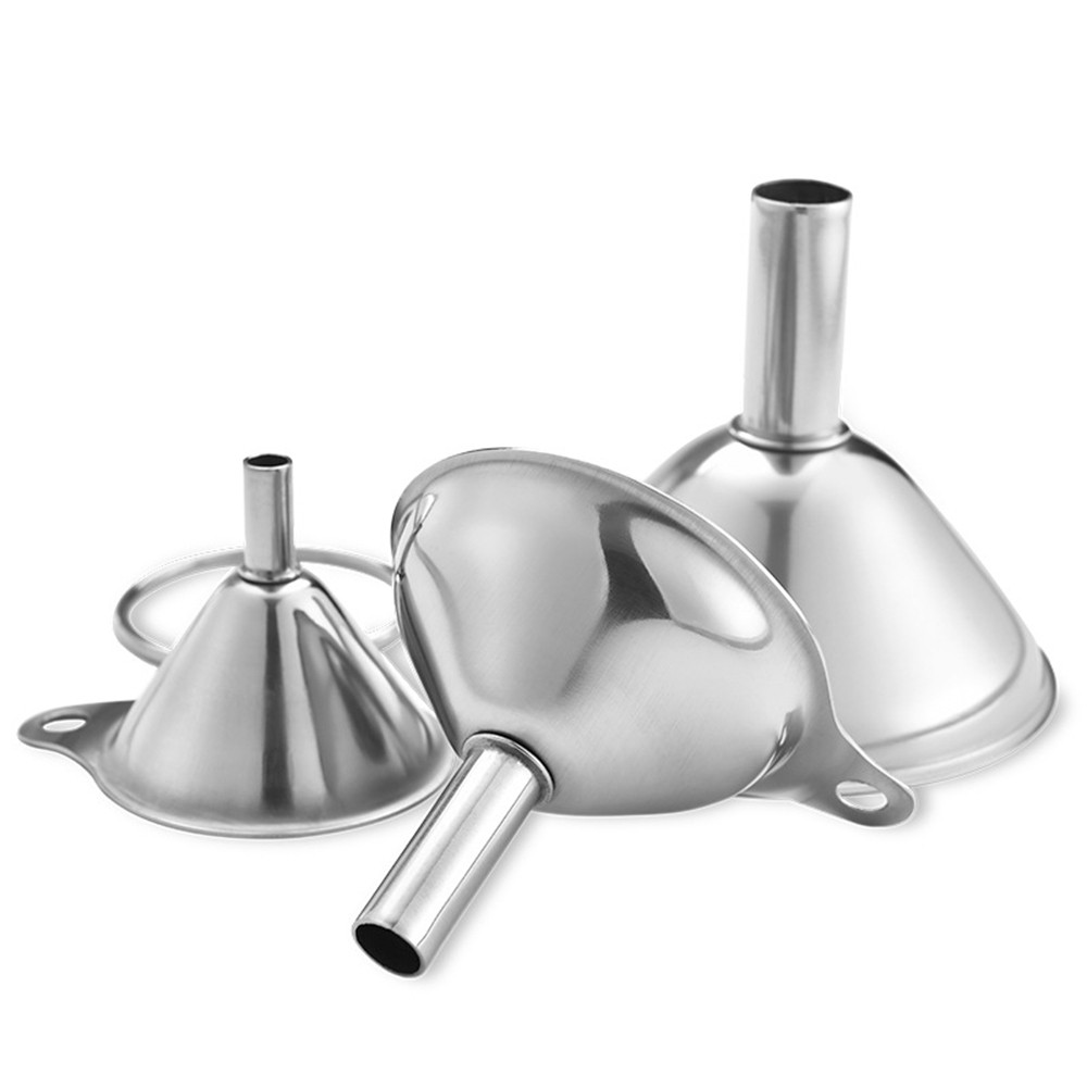 3pcs Stainless Steel Mini Funnel Oil Liquid Water Filter