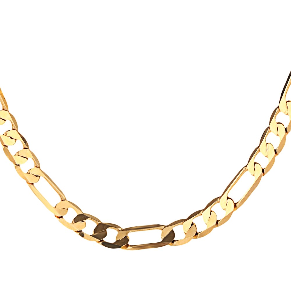 Stylish Accessory 8mm 24K Plated Gold Color Figaro Chain Necklace for Men