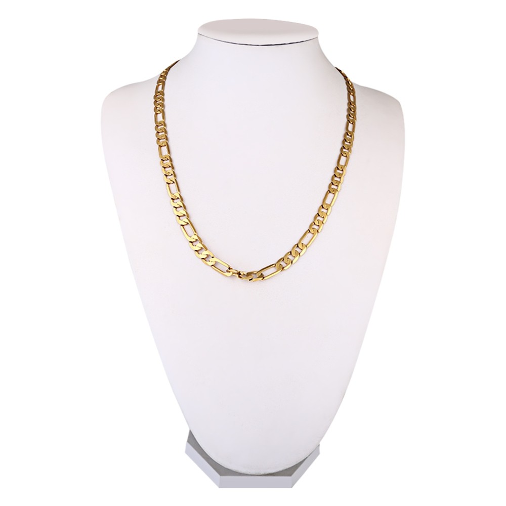 Stylish Accessory 8mm 24K Plated Gold Color Figaro Chain Necklace for Men