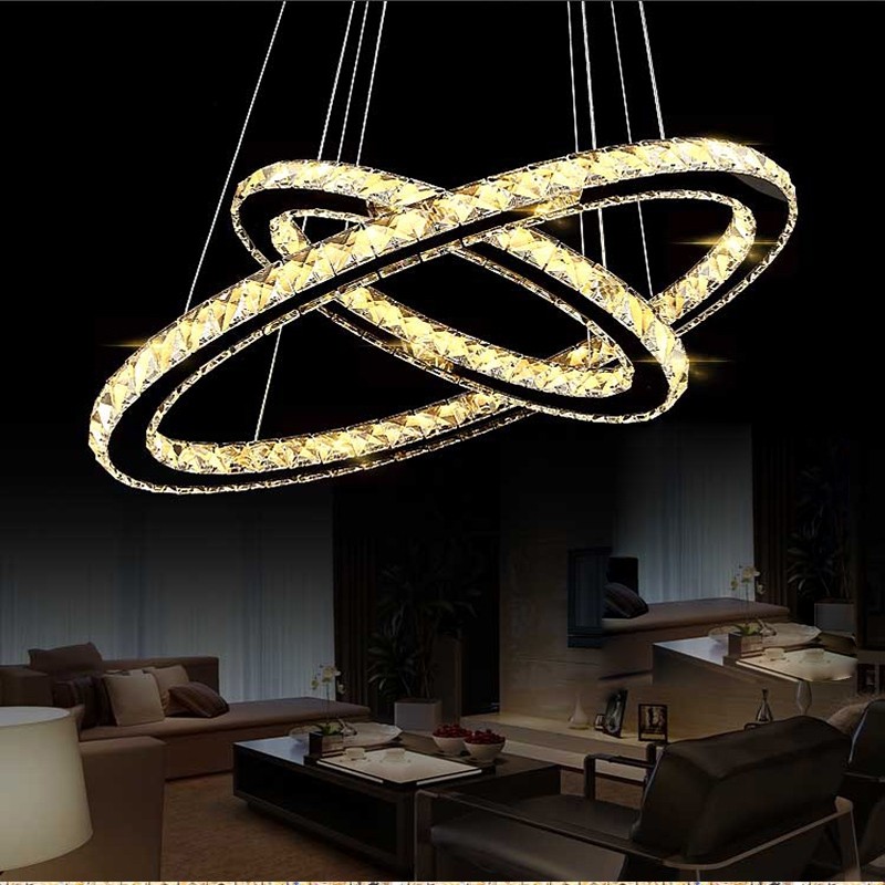 Simple Modern Crystal Chandelier Lamp Table Led Meals Chandeliers New Bedroom Oval Droplight Dining Room Lighting