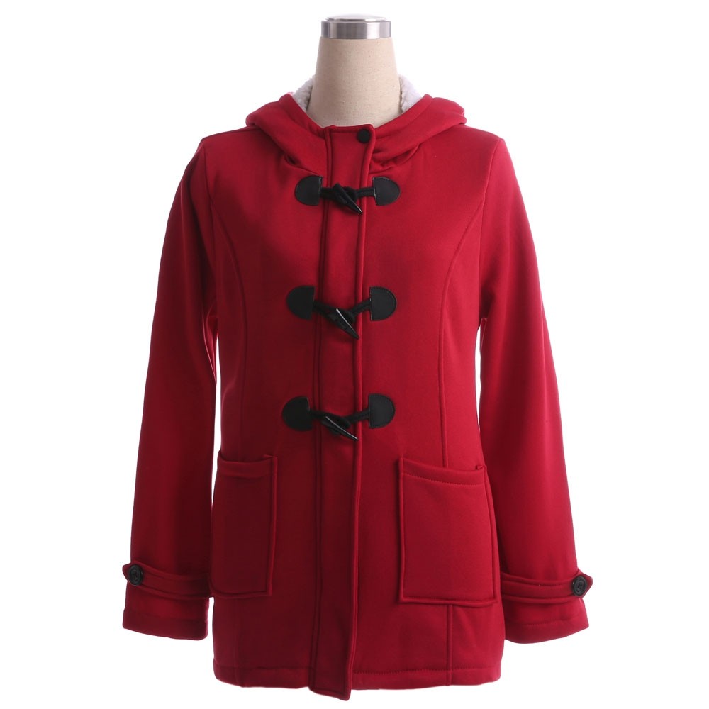 SOVALRO Women Spring and Autumn hooded Plus Size 7 Colors and S-6XL hooded mixed cotton classic horn leather buckle jacket jacket warm coat