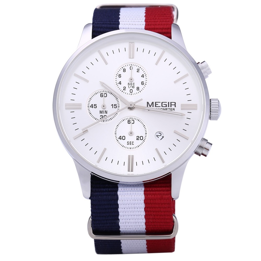 MEGIR M2011 Male Quartz Watch with Three Working Sub-dials Date Function Sport Wristwatch