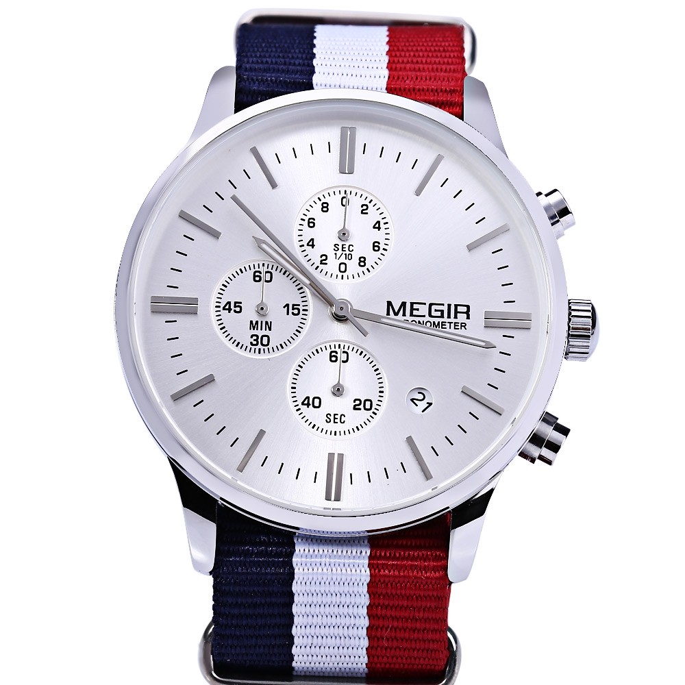 MEGIR M2011 Male Quartz Watch with Three Working Sub-dials Date Function Sport Wristwatch