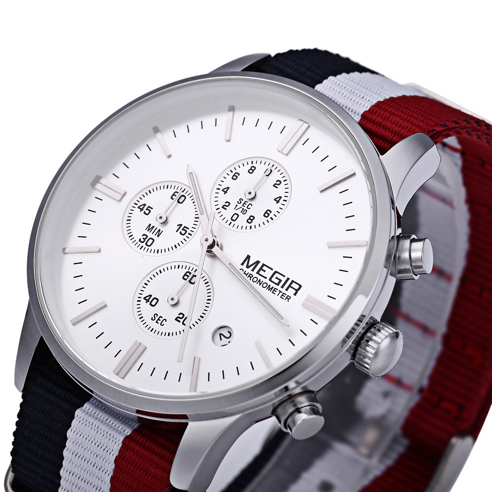 MEGIR M2011 Male Quartz Watch with Three Working Sub-dials Date Function Sport Wristwatch