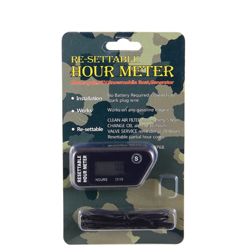 Digital Inductive Motor Hour Meter Waterproof LCD Meter for Motorcycle Dirt Bike Quad ATV Marine Snowmobile PIT BIKE