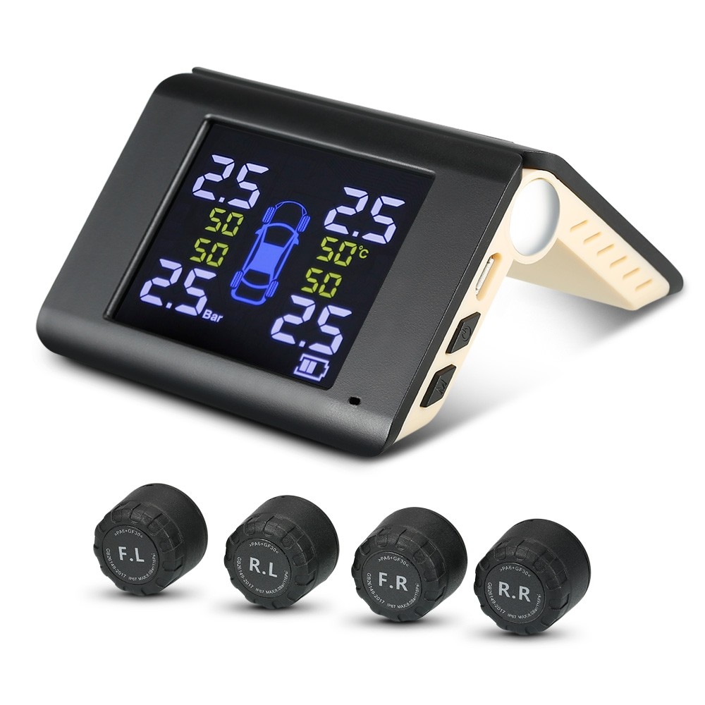 S6 Tire Pressure Monitoring System Solar TPMS Real-time Tester with 4 External / Internal Sensors