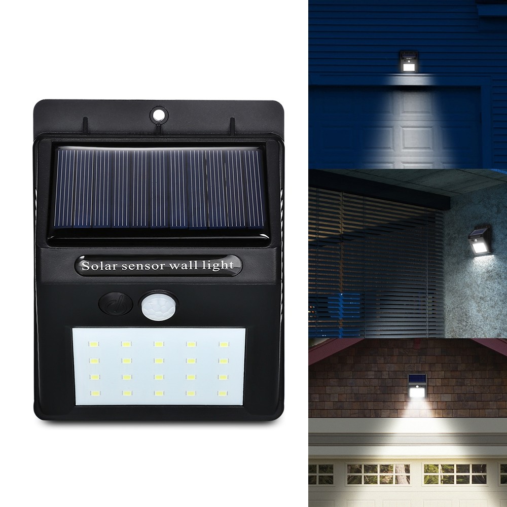 YM - SHS - 003 20 LEDs Solar Motion Sensor Wall Light IP65 Waterproof for Outdoors Garden Patio Yard Garage Dim Type