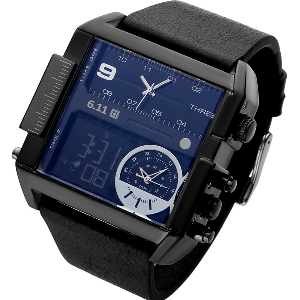 Luxury Brand Men Analog Digital Leather Sports Watches Men'S Army Military Watch Man Quartz Clock Relogio Masculino