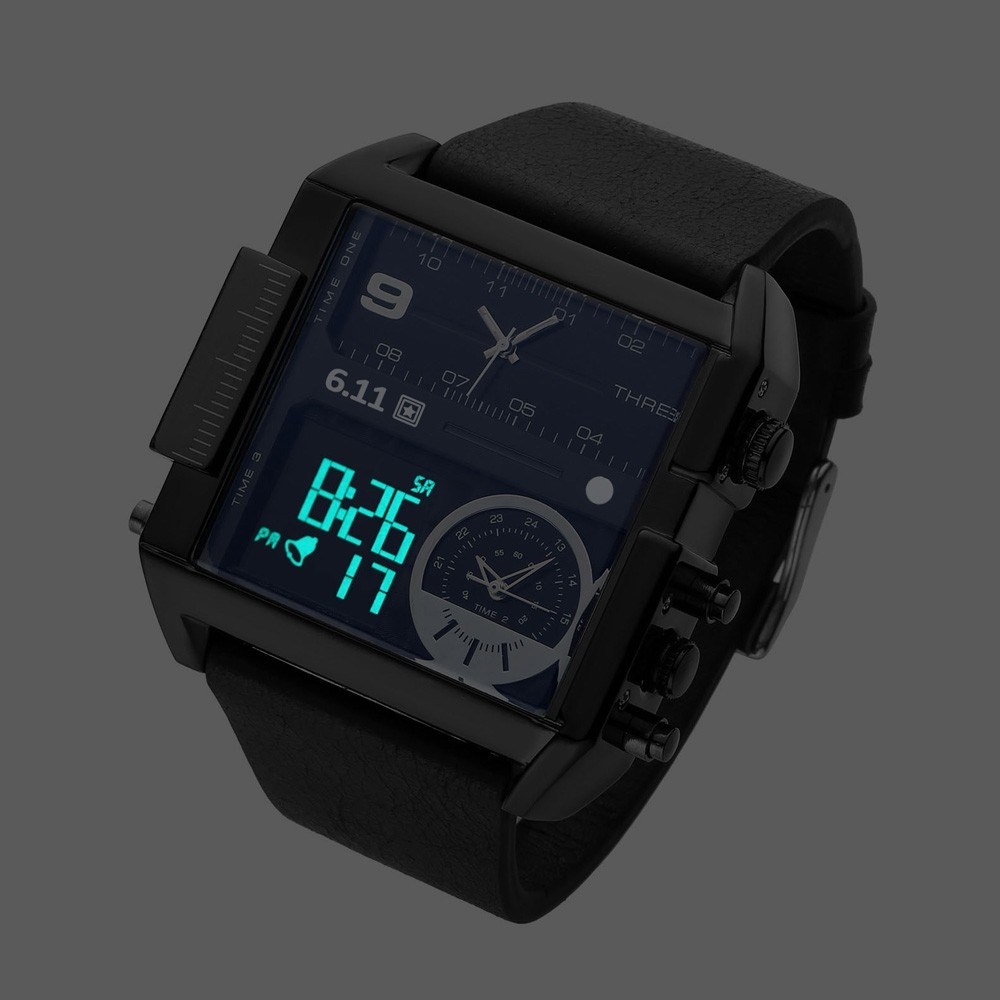 Luxury Brand Men Analog Digital Leather Sports Watches Men'S Army Military Watch Man Quartz Clock Relogio Masculino