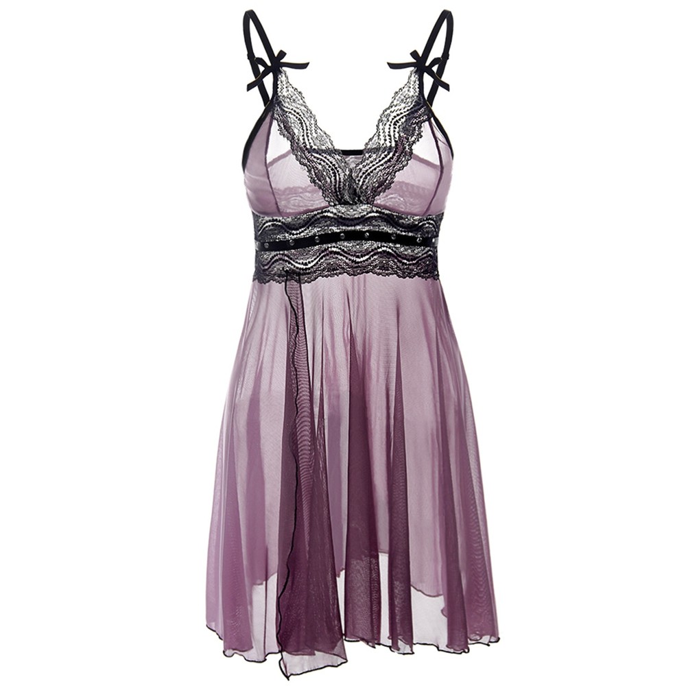 Lace Trim See Through Plus Size Babydoll