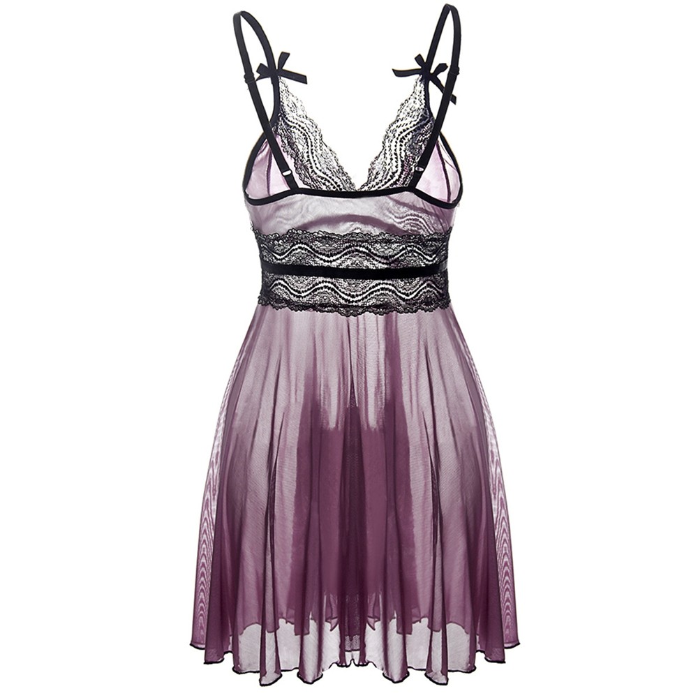 Lace Trim See Through Plus Size Babydoll