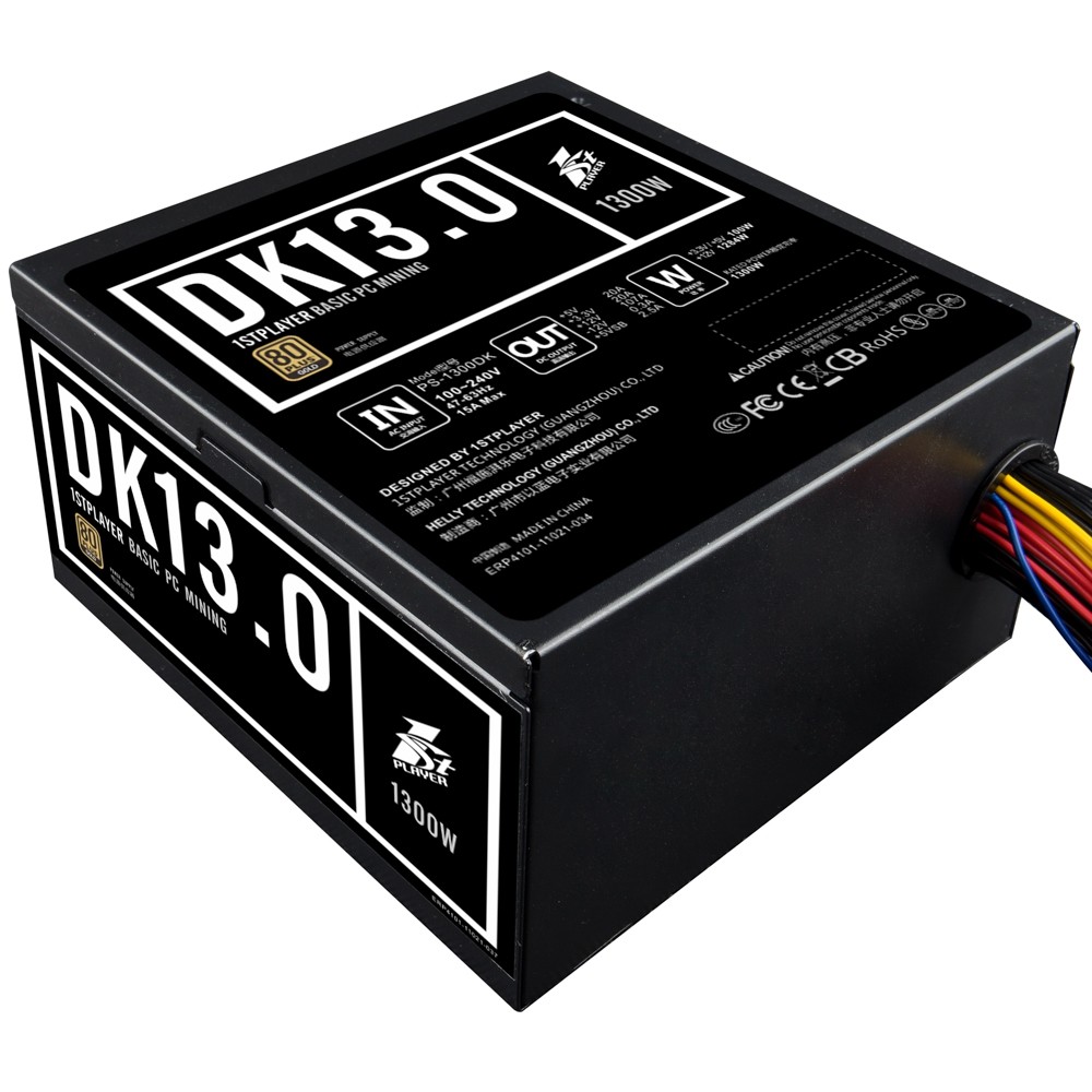1STPLAYER DK 13.0 1300W Power Supply for Mining,140mm Double Ball Bearing Fan