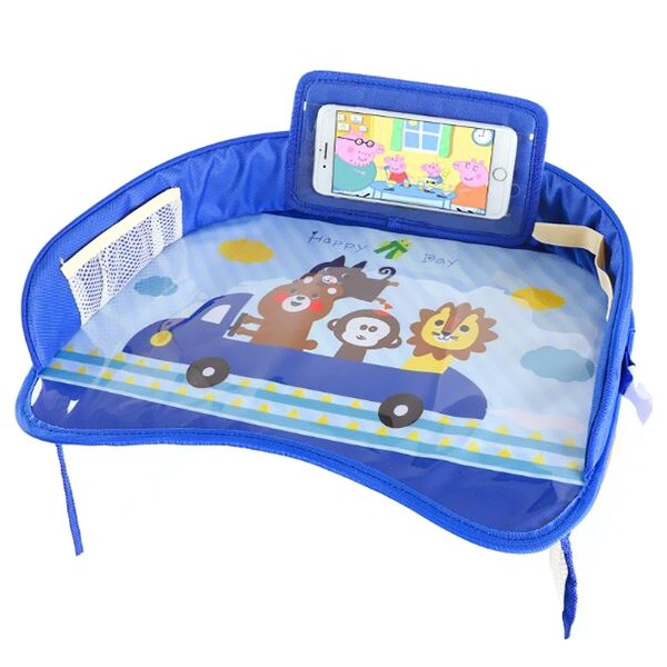 AutoYouth Waterproof Table Car Seat Tray Storage Kids Toys Children Dining Drink Desk with Phone Holder