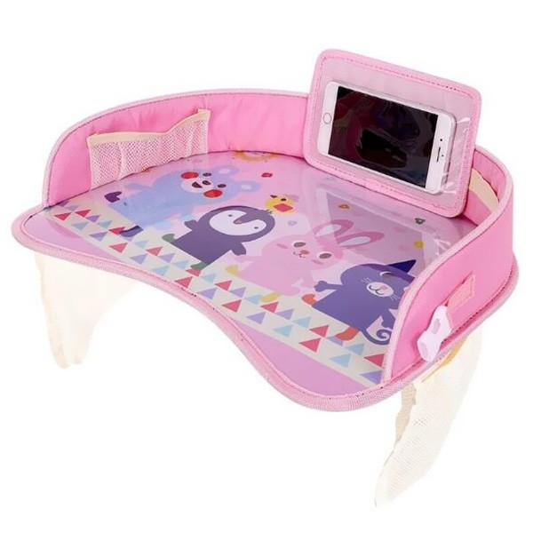AutoYouth Waterproof Table Car Seat Tray Storage Kids Toys Children Dining Drink Desk with Phone Holder