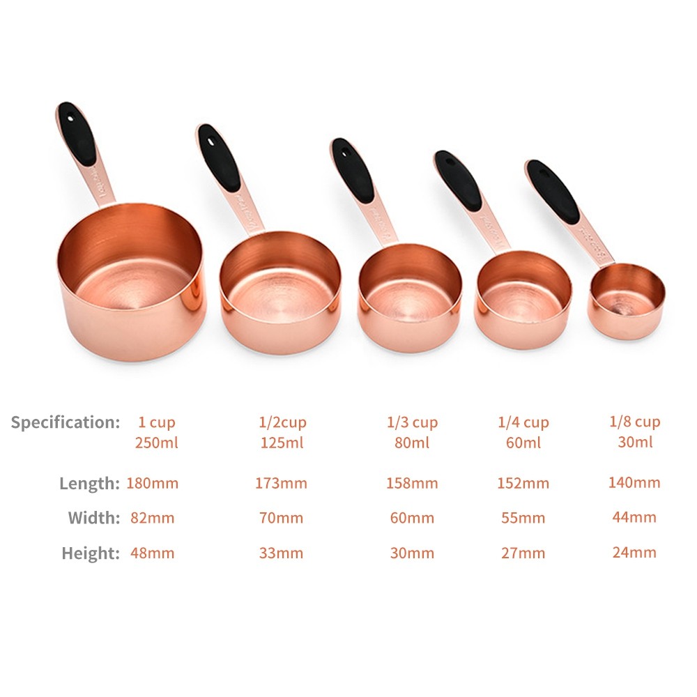 5pcs Stainless Steel Measuring Cups and Spoons for Measurement Dried Food / Seasoning / Liquid