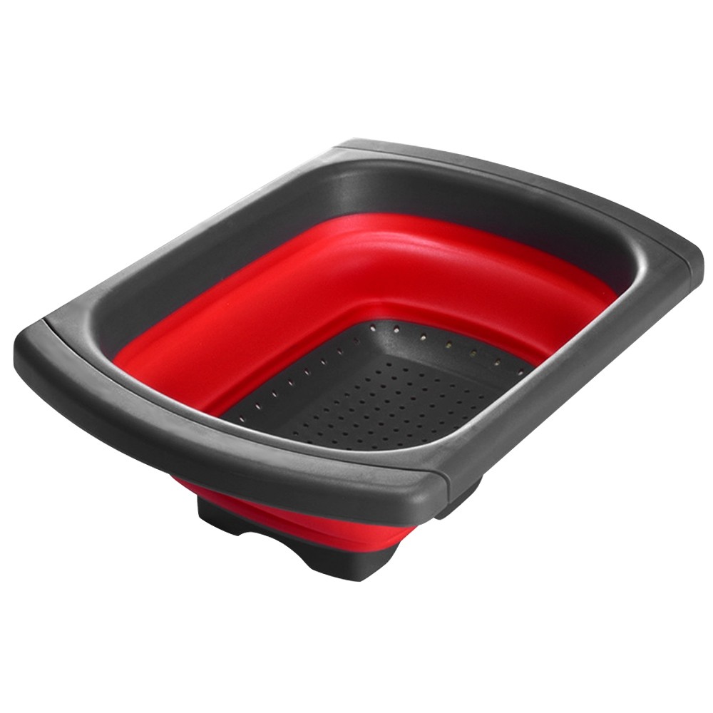 Silicone Over the Sink Colander Strainer with Extendable Handles Kitchen Washing Basket