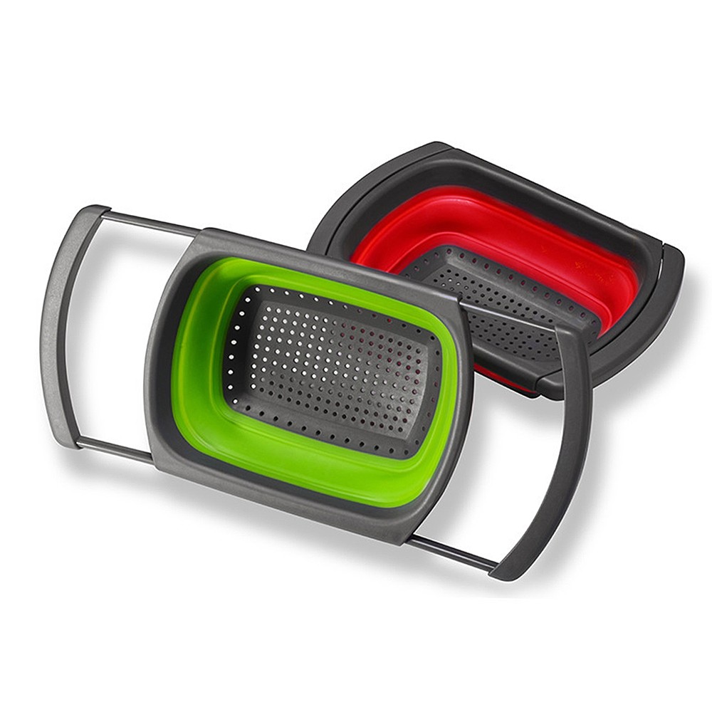 Silicone Over the Sink Colander Strainer with Extendable Handles Kitchen Washing Basket