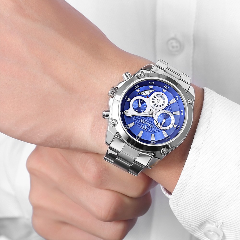 Cadisen C9053 Fashion Men Steel Band Multifunction Quartz Movement Watch