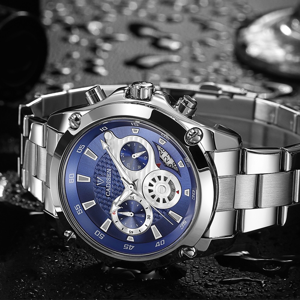 Cadisen C9053 Fashion Men Steel Band Multifunction Quartz Movement Watch