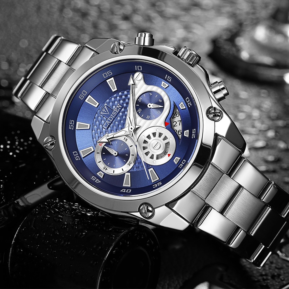 Cadisen C9053 Fashion Men Steel Band Multifunction Quartz Movement Watch