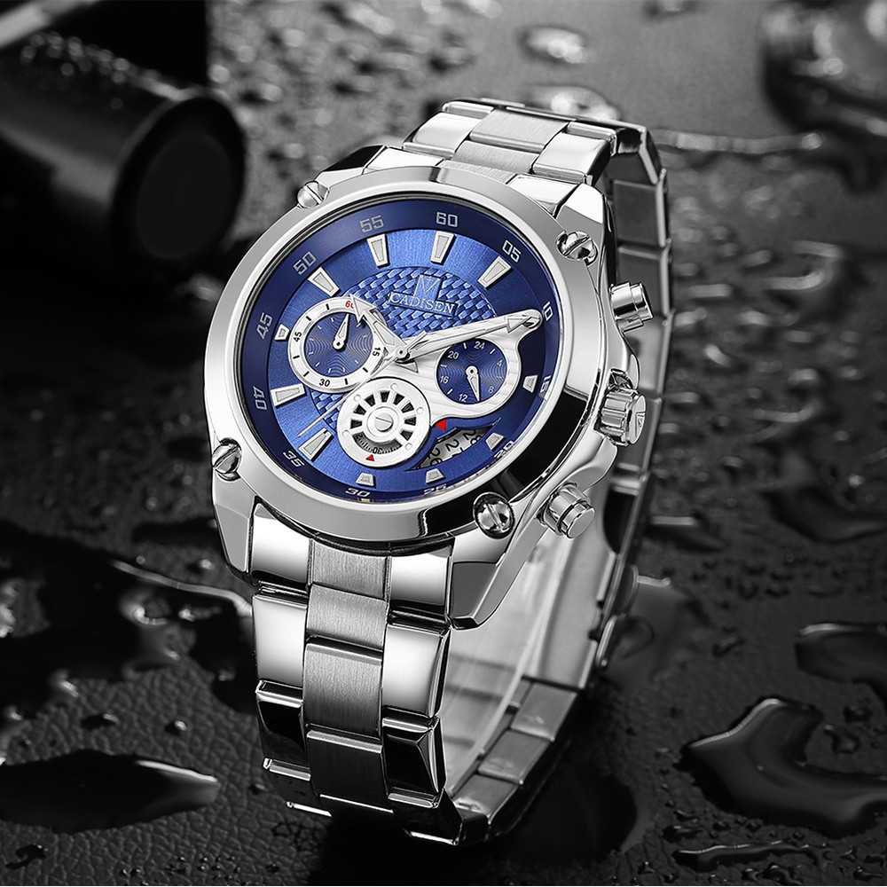 Cadisen C9053 Fashion Men Steel Band Multifunction Quartz Movement Watch