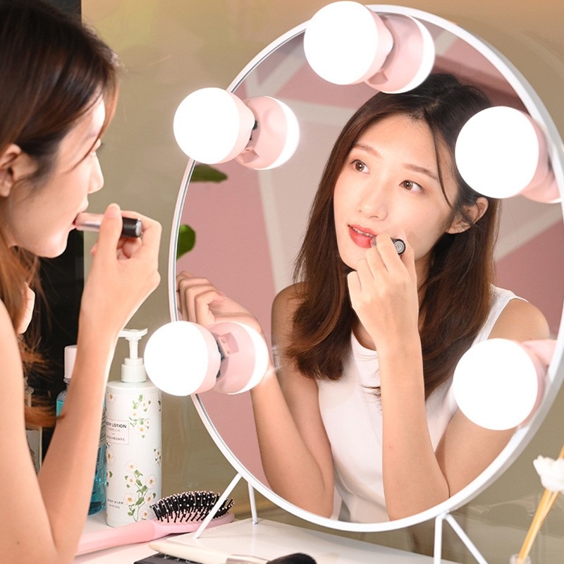 Wireless USB Rechargeable LED Mirror Light Free Puncturing Touch Control Bedside Lamp