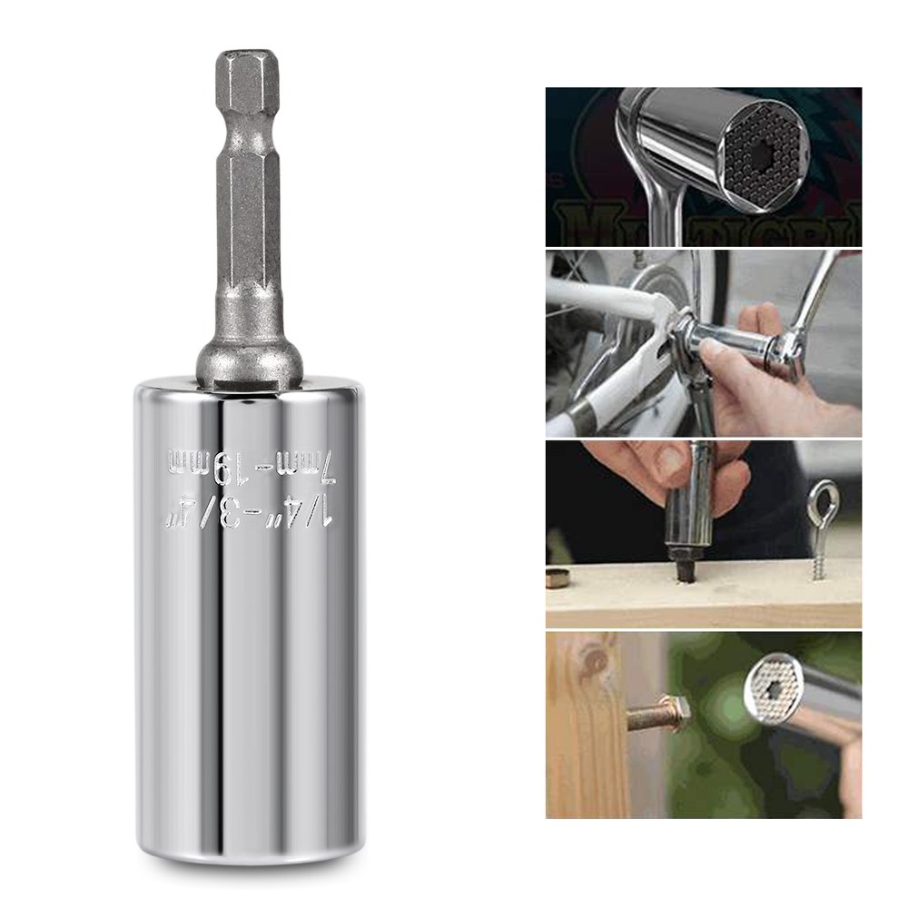 Universal Socket 7 - 19mm Multi-functional Power Drill Adapter Set Kit Hand Tool