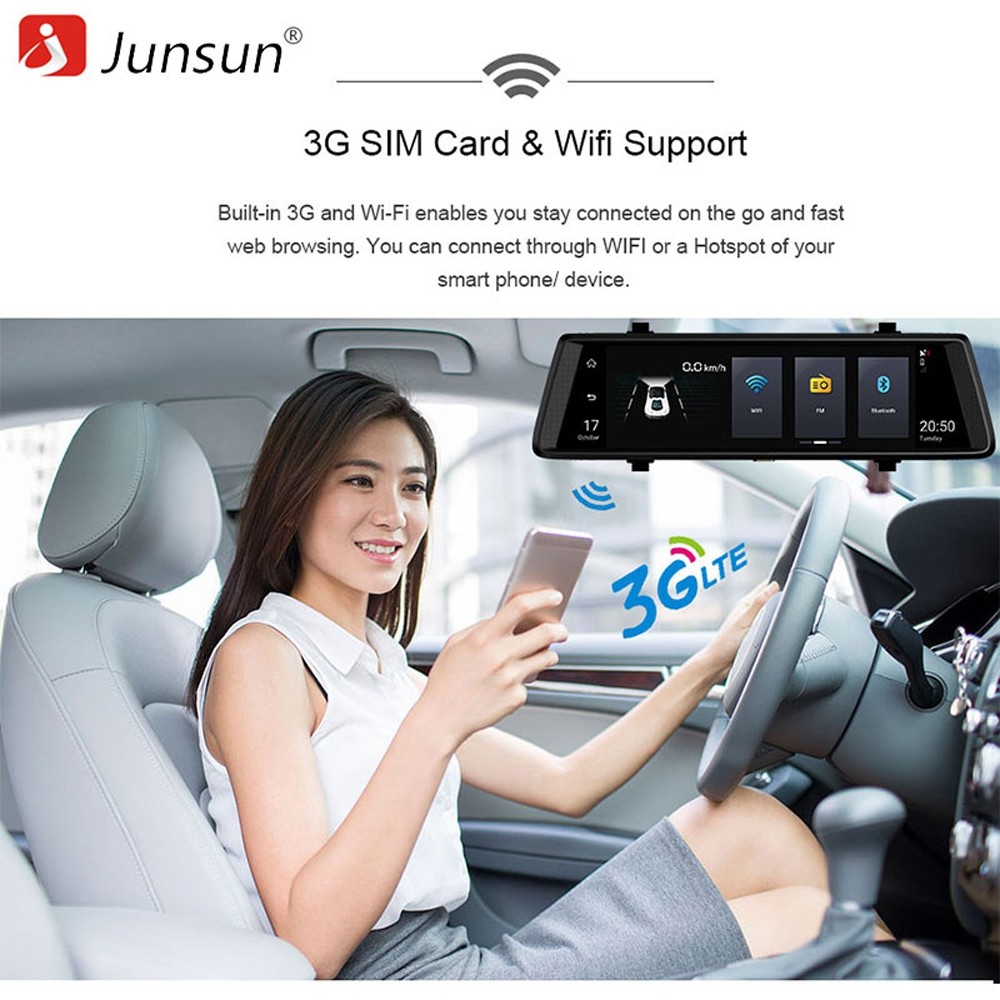 Junsun A900 Car DVR Camera 3g Android 5.0 Video Recorder Dual Lens FHD 1080p GPS