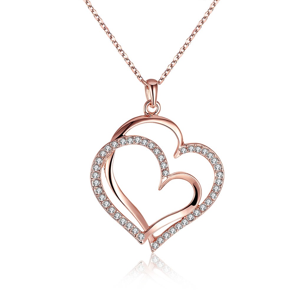 Environmental Protection Rose Gold Heart Pendant Necklace for Ladies