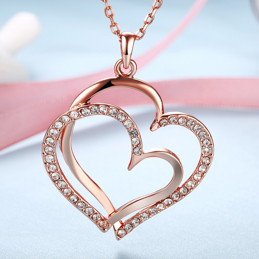 Environmental Protection Rose Gold Heart Pendant Necklace for Ladies