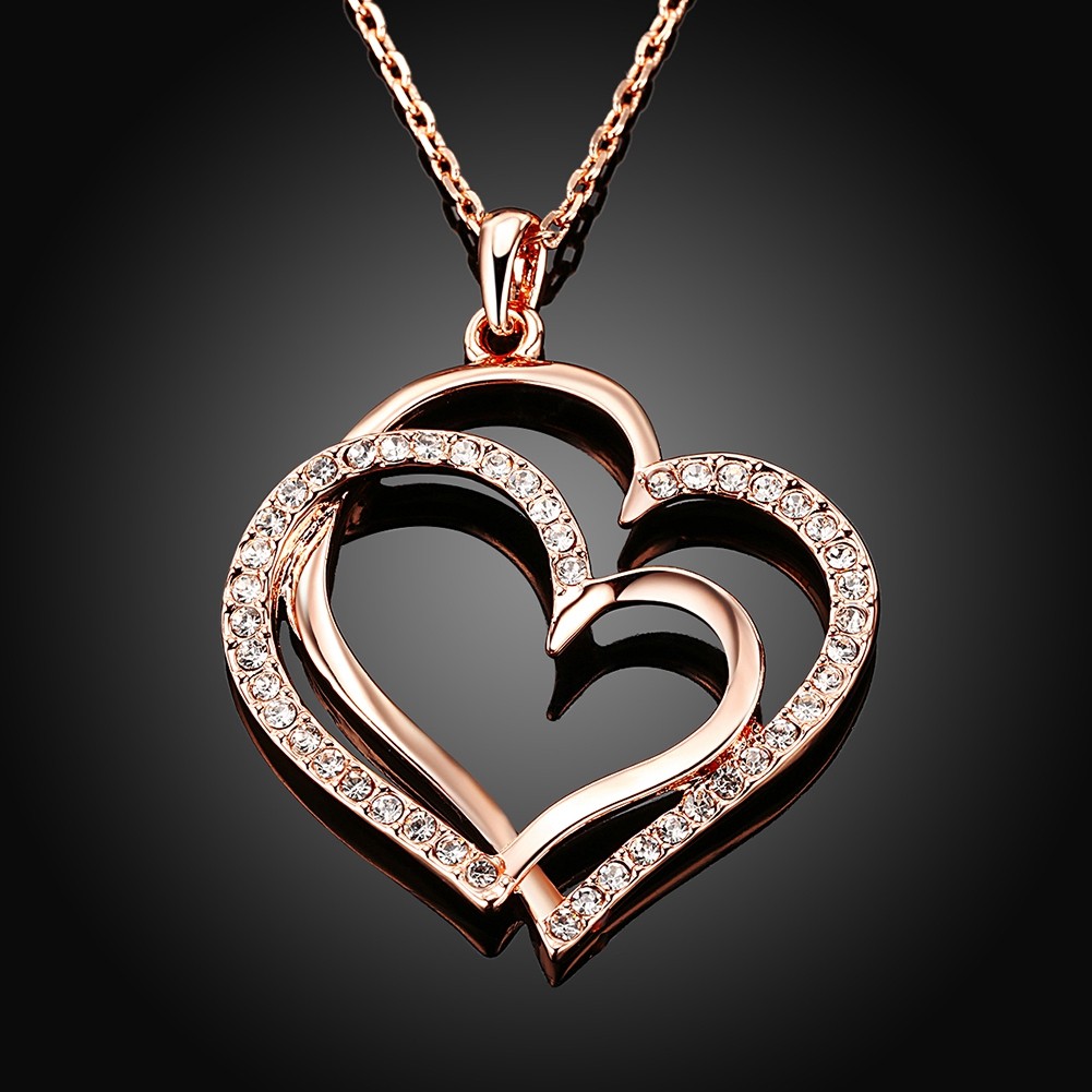 Environmental Protection Rose Gold Heart Pendant Necklace for Ladies