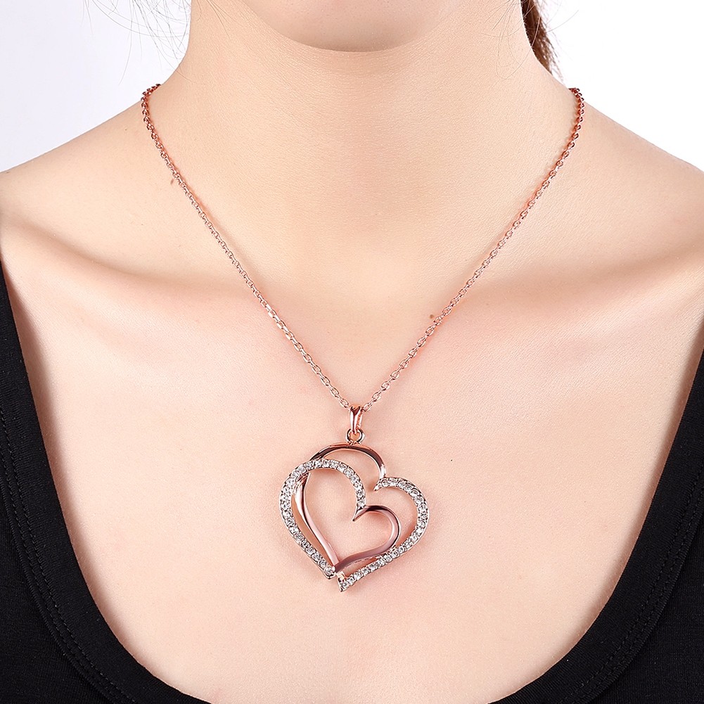 Environmental Protection Rose Gold Heart Pendant Necklace for Ladies