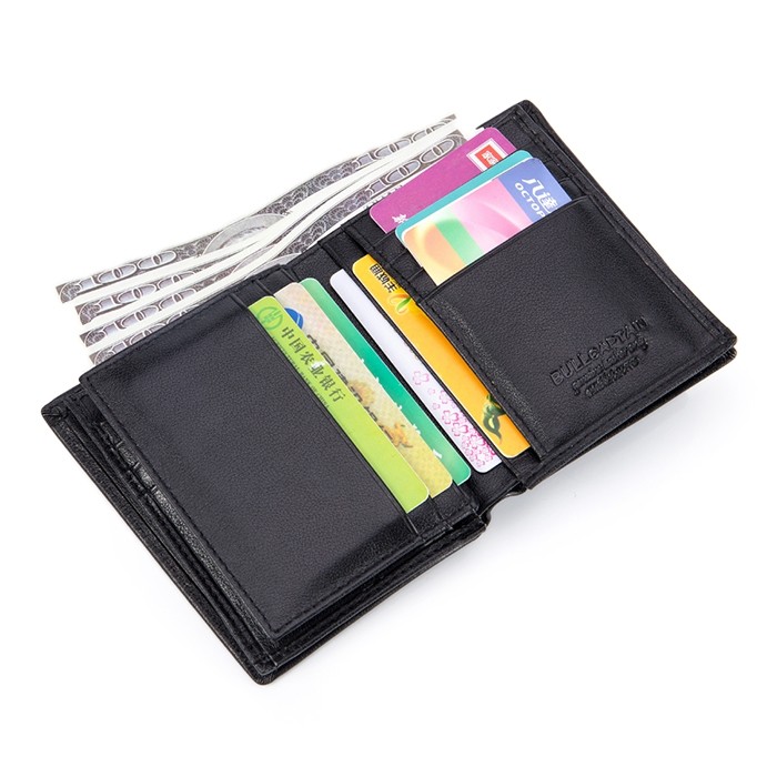 BULLCAPTAIN Minimalist Leather Bifold Wallet for Men