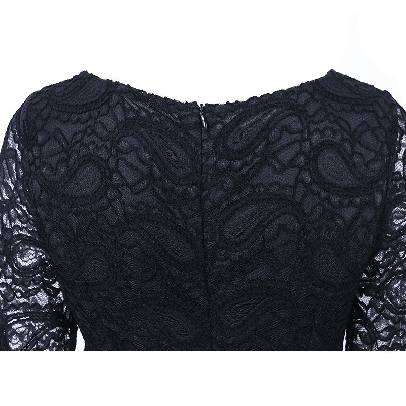 Women New Fashion Celebrity Style Long Sleeve Sheath Shift Party Wear to Work Office Bodycon Lace Pencil Dress