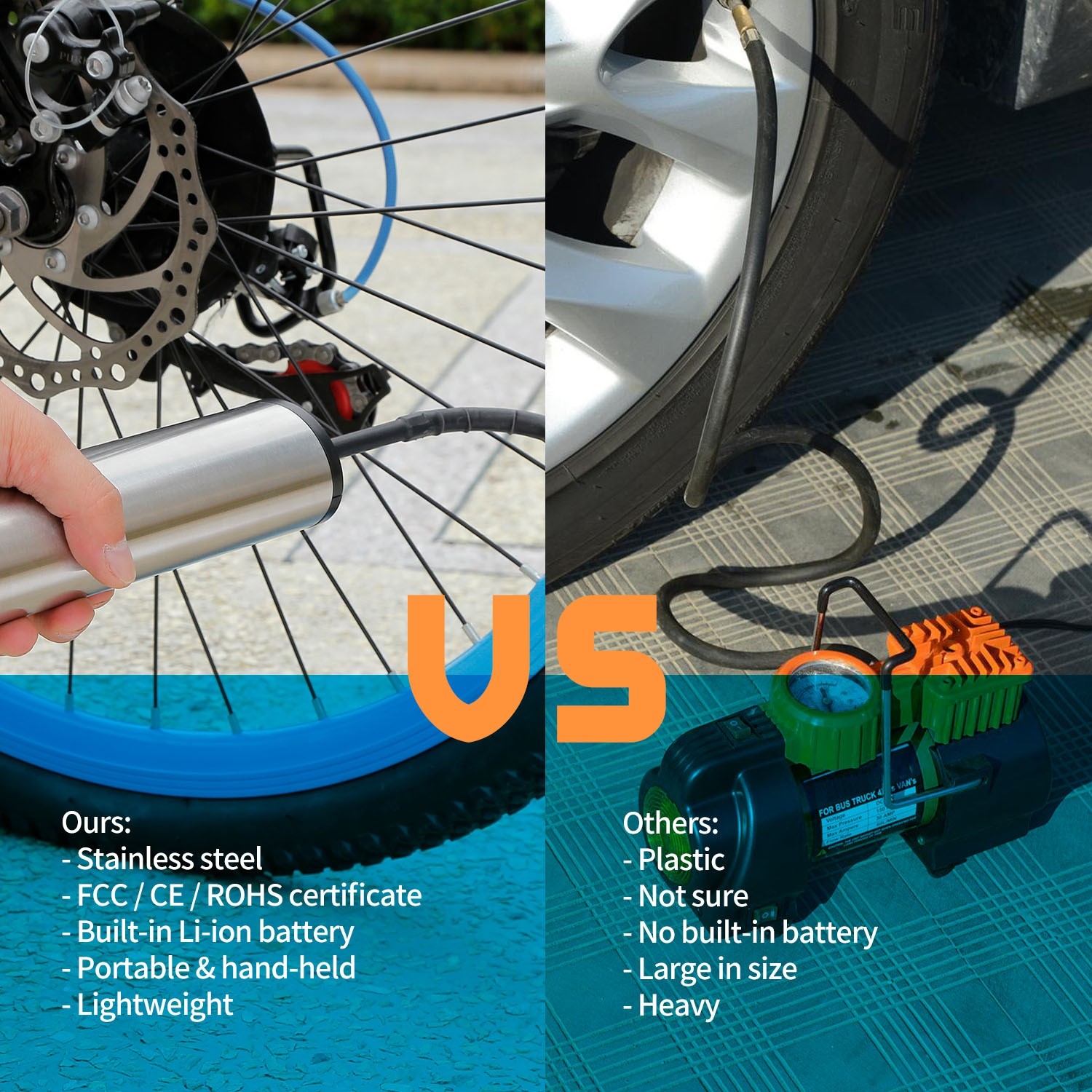 ZEEPIN AP - 101 Mini Electric Inflator with Tyre Pressure Gauge / LED Light / 4 Unit Options for Most Inflatable Items