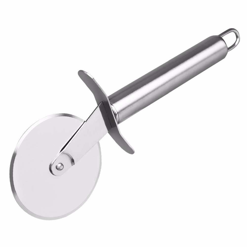 Stainless steel pizza knife round roller cake knife with finger protection for kitchen baking tools