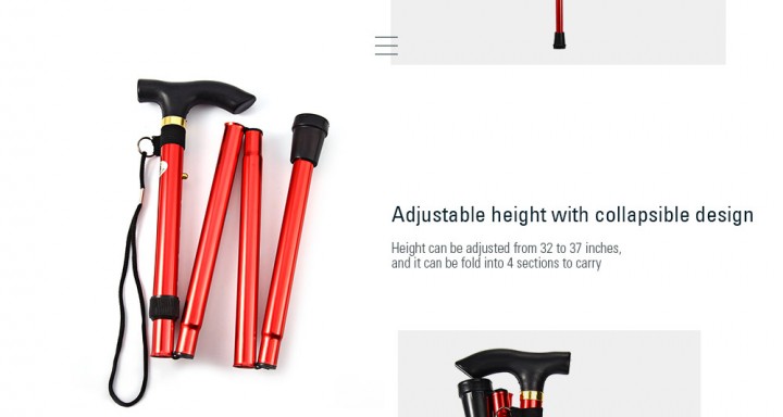 Aluminum Metal Folding Walking Stick with Adjustable Height and Non-slip Rubber Base Aluminum Metal Folding Walking Stick with Adjustable Height and Non-slip Rubber Base