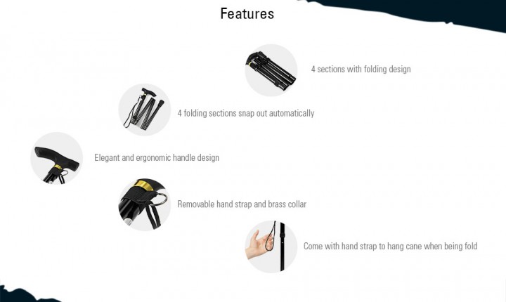 Aluminum Metal Folding Walking Stick with Adjustable Height and Non-slip Rubber Base Aluminum Metal Folding Walking Stick with Adjustable Height and Non-slip Rubber Base