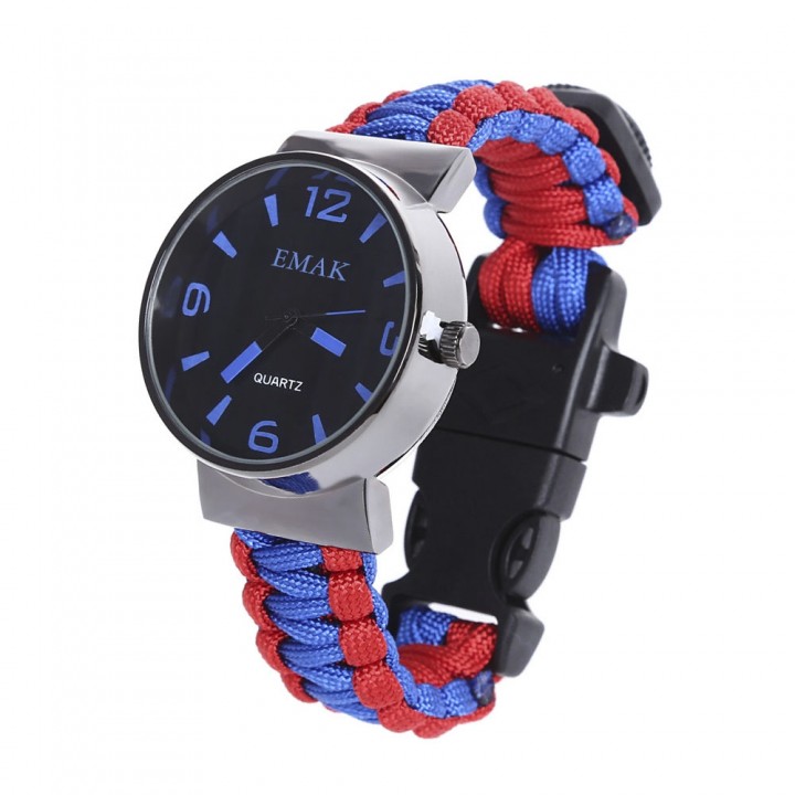 EMAK Outdoor Survival Paracord Watch with Fire Sta