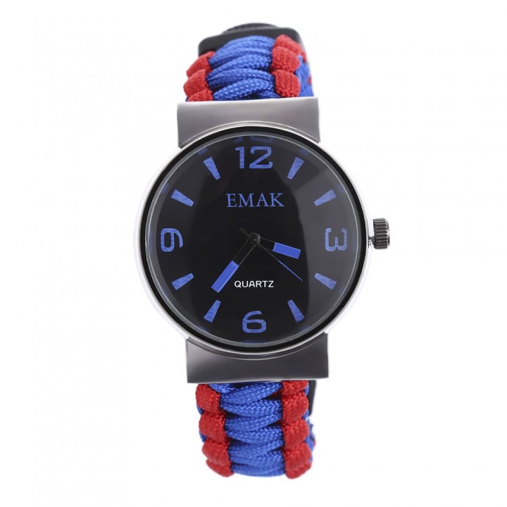 EMAK Outdoor Survival Paracord Watch with Fire Sta