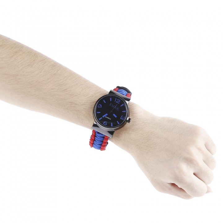 EMAK Outdoor Survival Paracord Watch with Fire Sta