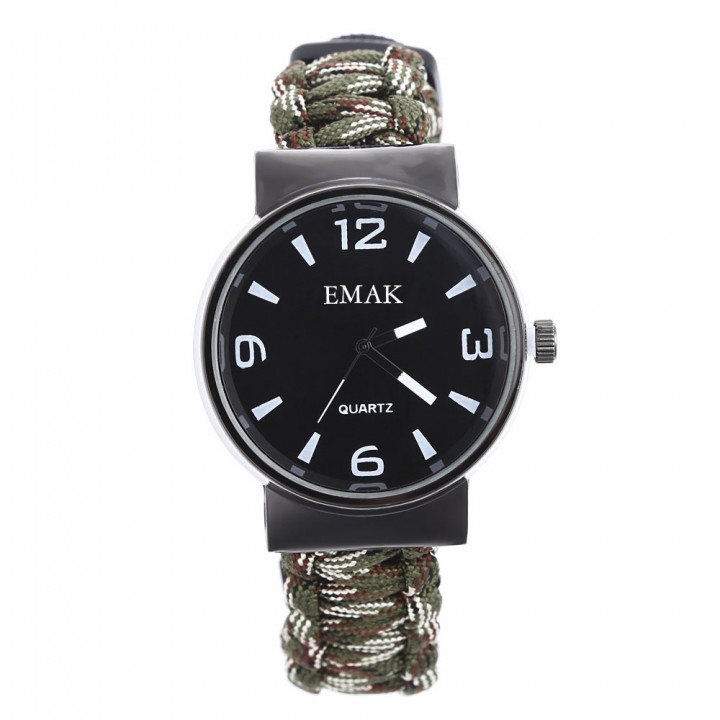 EMAK Outdoor Survival Paracord Watch with Fire Sta