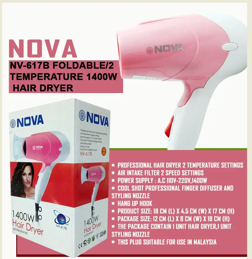 Nova Foldable Hair Dryer - Blow Dryer blue normal