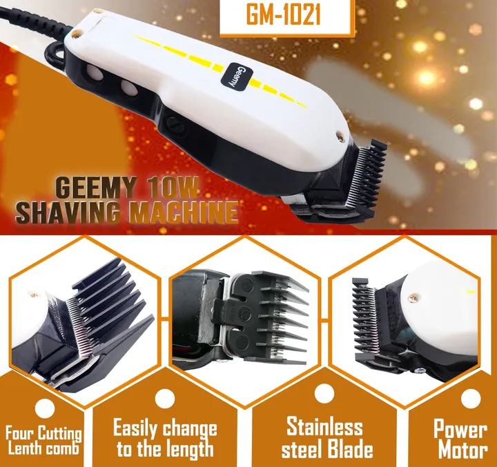 Geemy 10w Shaving Wired Machine Shaver Gm 1021 White Normal