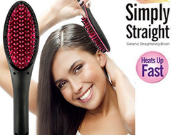 Hair straightner Brush Comb Digital Electric Ceramic Straightening Dryer Black as picture