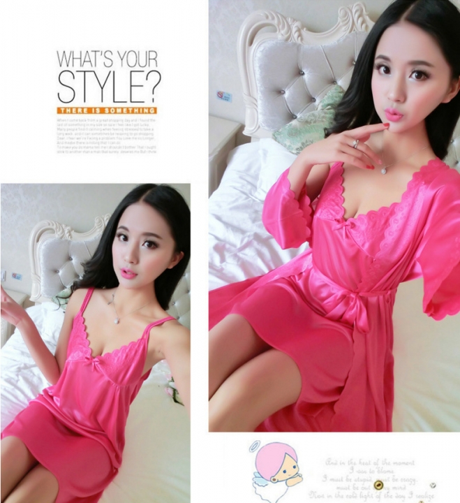 2pcs/Set Sexy lace Women Nightwear Nightgowns Nightdress Sleepwear Sleeping Night Dress Gowns Ladies Clothes